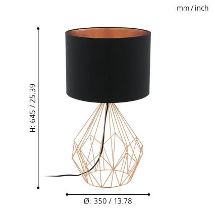 Eglo 95185 - Bordslampa PEDREGAL 1xE27/60W/230V