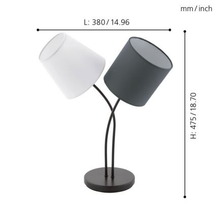 Eglo 95194 - Bordslampa ALMEIDA 2xE14/40W/230V