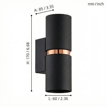 Eglo 95371 - LED vägglampa PASSA 2xGU10-LED/4W/230V