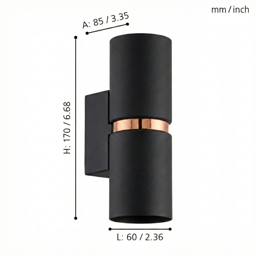 Eglo 95371 - LED vägglampa PASSA 2xGU10-LED/4W/230V