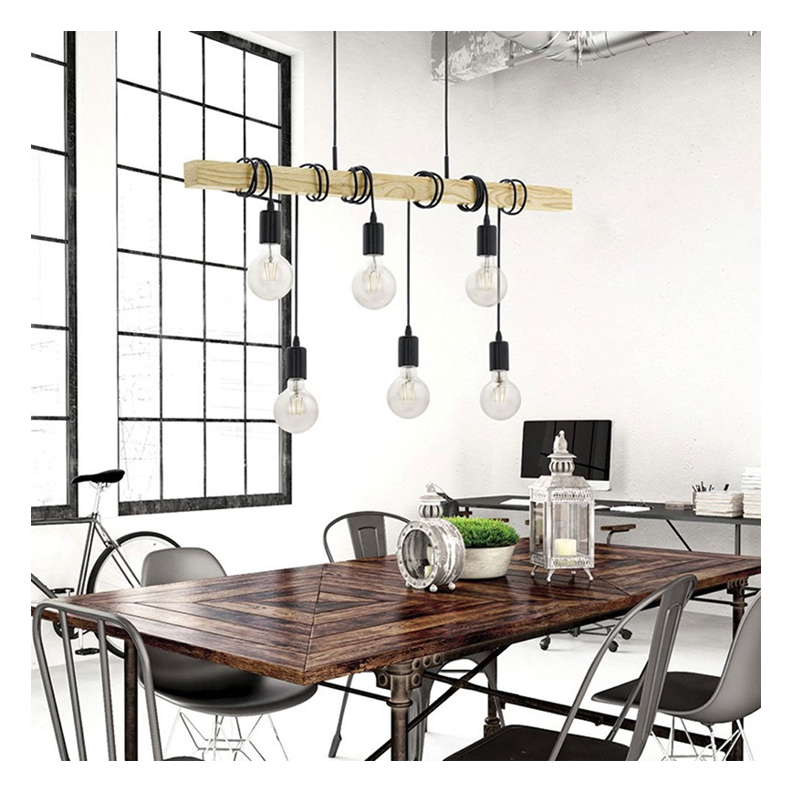 Eglo 95499 - Hängande lampa TOWNSHEND 6xE27/60W/230V