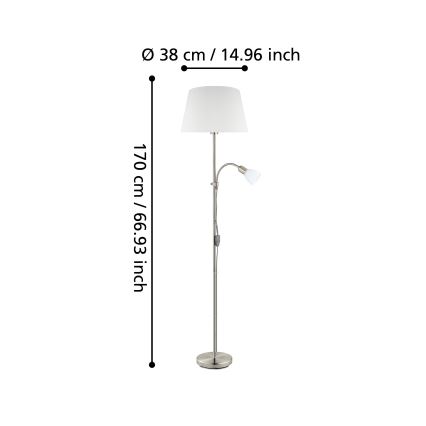 Eglo 95686 - Golvlampa CONESA 1xE27/60W + 1xE14/40W