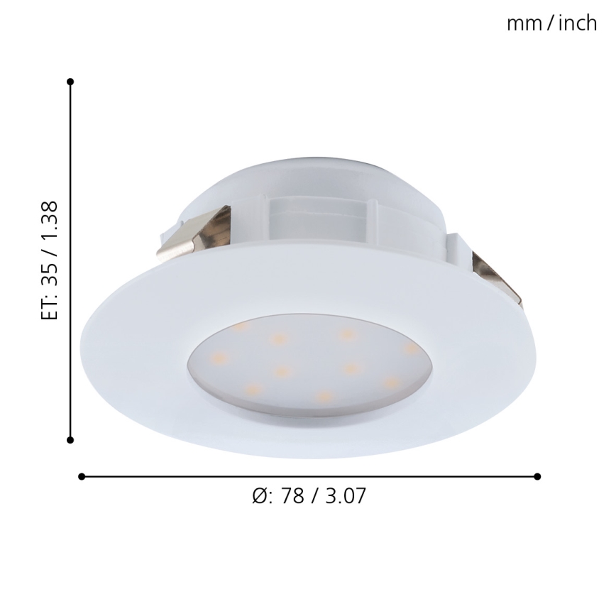Eglo - KIT 3x Infälld LED badrumsbelysning PINEDA 1xLED/4,9W/230V IP44