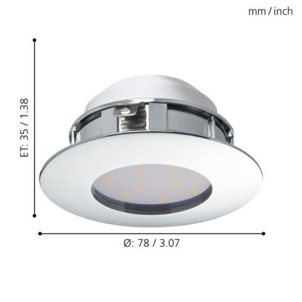 Eglo - Set med 3 infällda LED-armaturer PINEDA LED/4,9W/230V
