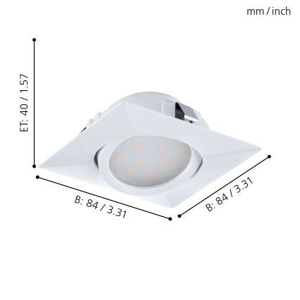 Eglo - Set om 3 LED-infällda takarmaturer PINEDA LED/4,9W/230V