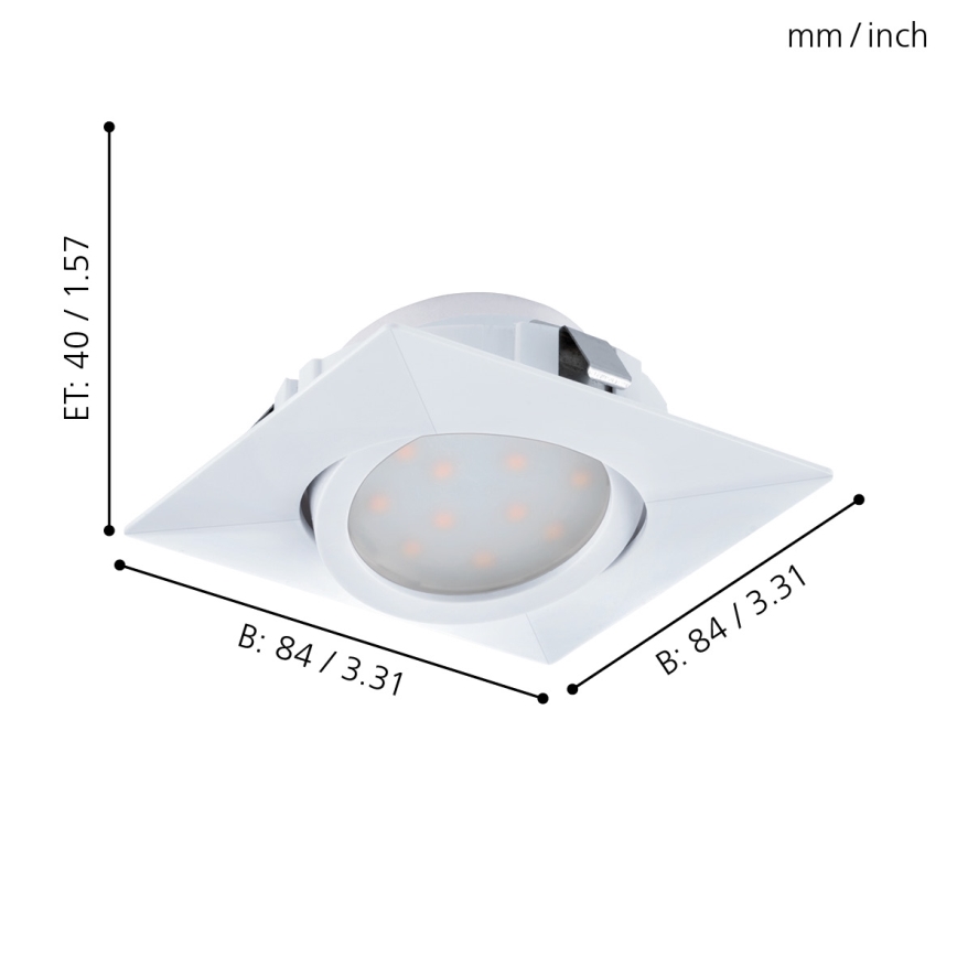 Eglo - Set om 3 LED-infällda takarmaturer PINEDA LED/4,9W/230V