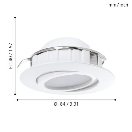Eglo - Set med 3 infällda LED-armaturer PINEDA LED/4,9W/230V