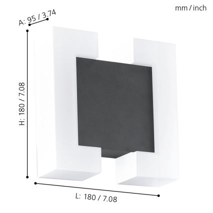 Eglo 95988 - LED utomhus Väggbelysning SITIA 2xLED/4.8W