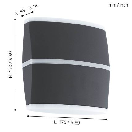 Eglo 96007 - LED utomhus Väggbelysning PERAFITA 2xLED/6W