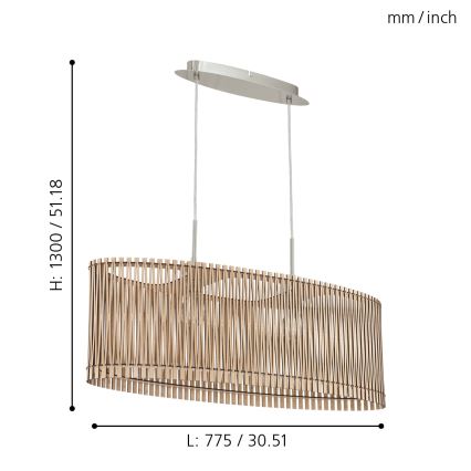 Eglo 96194 - Ljuskrona SENDERO 2xE27/60W/230V