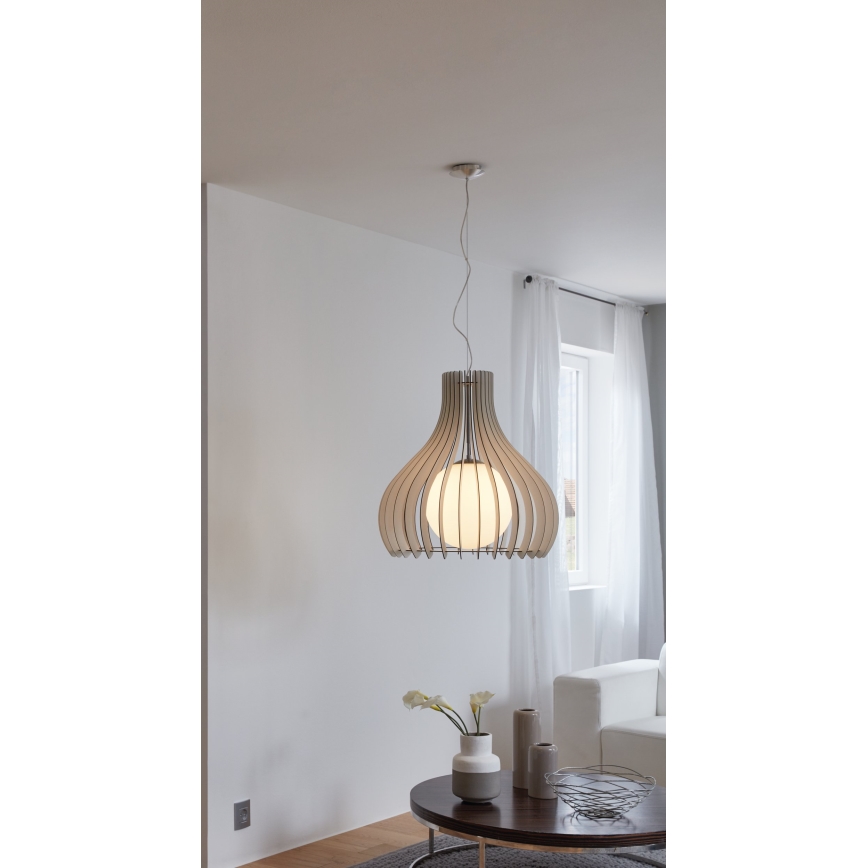 Eglo 96211 - Pendellampa på kabel TINDORI 1xE27/60W/230V Ø 50 cm vit