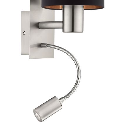 Eglo - LED Flexibel belysning 1xE27/40W+LED/3,8W svart