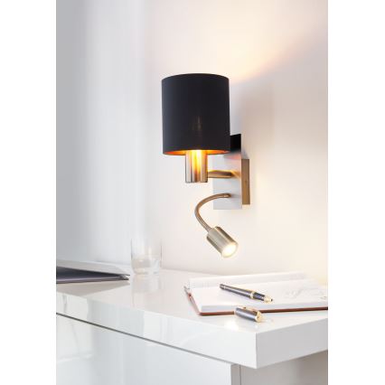 Eglo - LED Flexibel belysning 1xE27/40W+LED/3,8W svart