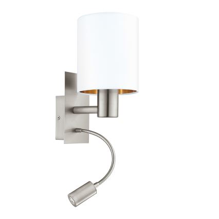 Eglo - Flexibel LED-armatur 1xE27/40W/230V + LED/3,8W vit