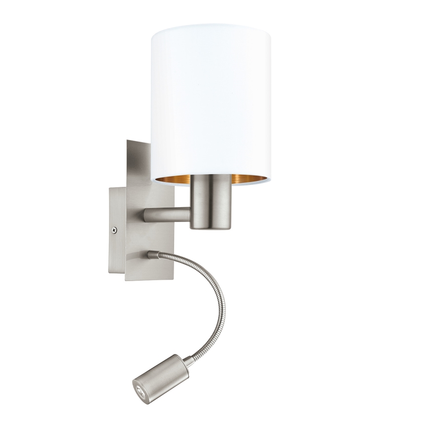 Eglo - Flexibel LED-armatur 1xE27/40W/230V + LED/3,8W vit