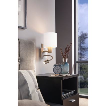 Eglo - Flexibel LED-armatur 1xE27/40W/230V + LED/3,8W vit