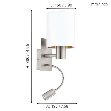 Eglo - Flexibel LED-armatur 1xE27/40W/230V + LED/3,8W vit