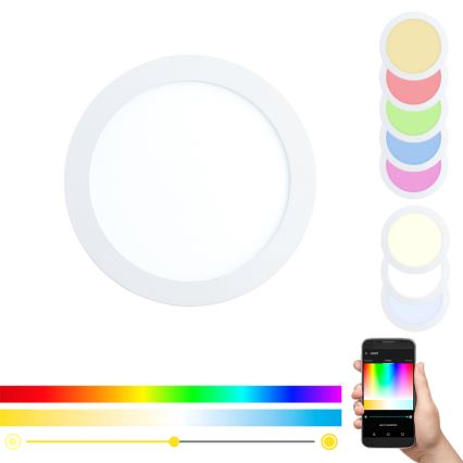 Eglo - Dimbar infälld LED RGBW-taklampa FUEVA-C LED/15,6W/230V Ø 22,5 cm