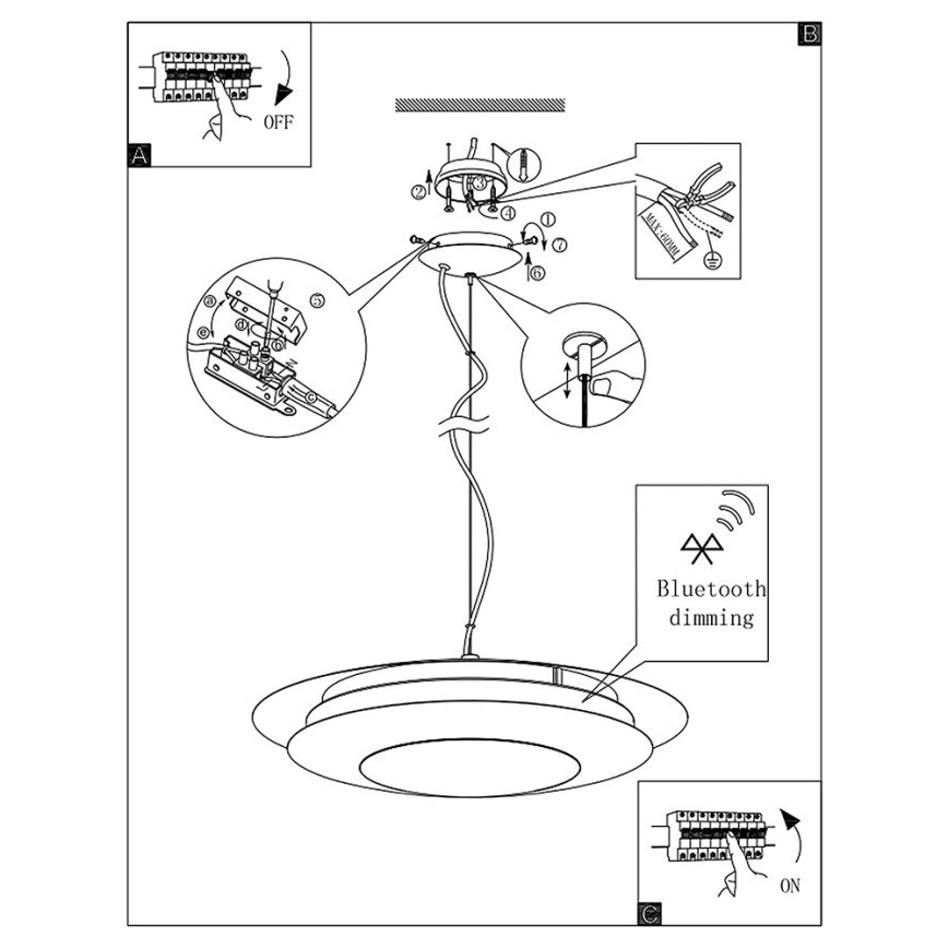 Eglo 96979 - LED RGB pendellampa MONEVA-C LED/27W/230V