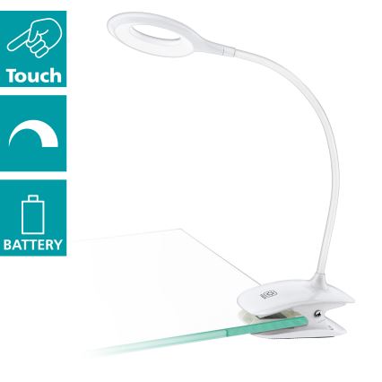 Eglo - Dimbar LED-lampa med klämma, LED/3 W, 5 V, 500 mAh, vit