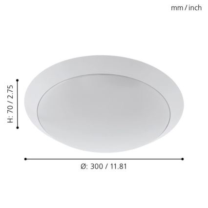 Eglo 97254 - LED taklampa för badrum PILONE LED/11W/230V vit IP44