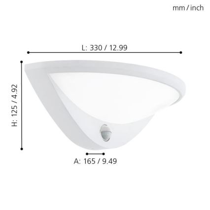 Eglo 97311 - LED utomhusarmatur med sensor BELCREDA 1xLED/9,3W/230V IP44