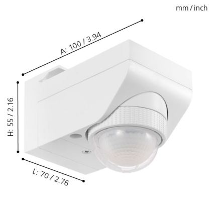 Eglo 97466 - Utomhussensor för rörelse och skymning DETECT ME 4 12 m vit IP44