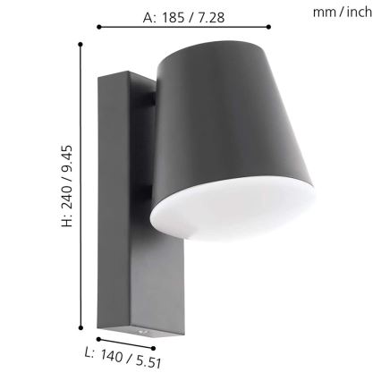Eglo 97482 - LED-dimmbar utomhusväggarmatur CALDIERO-C 1xE27/9W/230V IP44