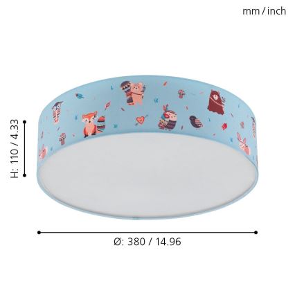 Eglo 97575 - Barn Takbelysning RUFFO 2xE27/40W/230V