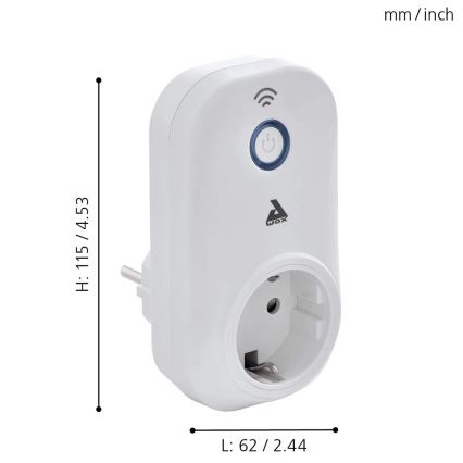 Eglo - Smart kontakt Connect kontakt PLUS 2300W SCHUKO Bluetooth