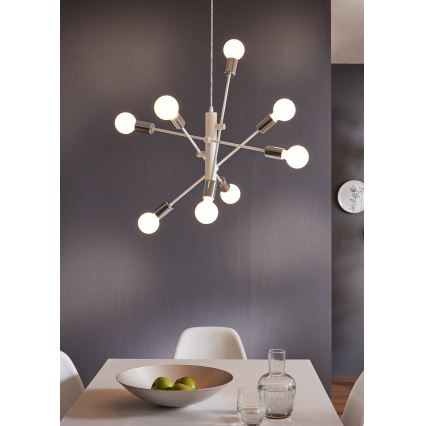 Eglo 98017 - Ljuskrona med snöre GRADOLI 8xE27/60W/230V vit