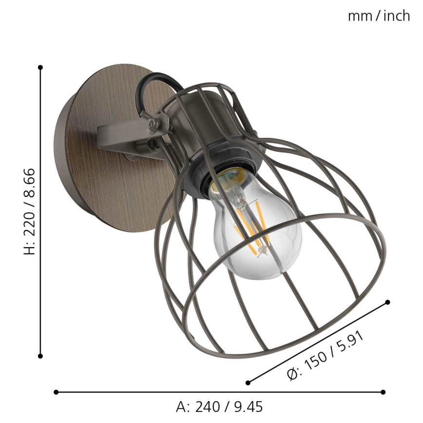 Eglo 98134 - Väggspotlight SAMBATELLO 1xE27/40W/230V