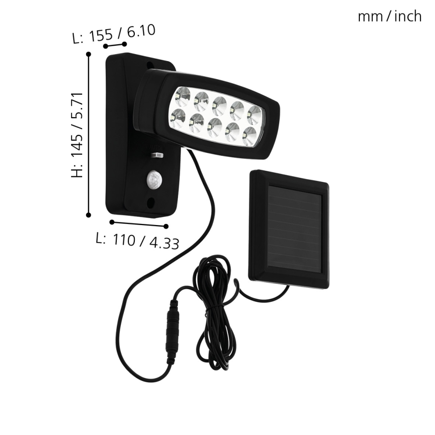 Eglo - LED Solcells vägglampa med sensor LED/1,2V 600 mAh IP44