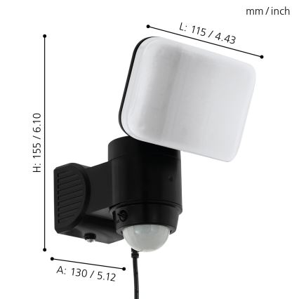 Eglo - LED Solcells vägglampa med sensor LED/3,7V 1800 mAh IP44