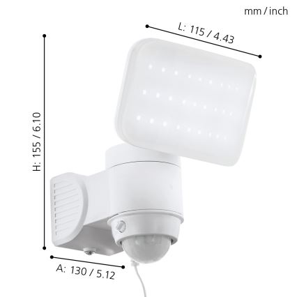 Eglo - LED Solcells vägglampa med sensor LED/3,7V 1800 mAh IP44