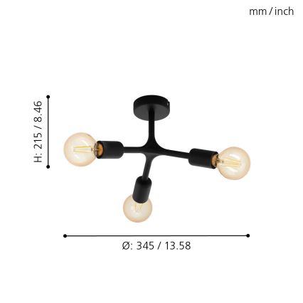 Eglo 98317 - Ljuskrona BOCADELLA 3xE27/60W/230V
