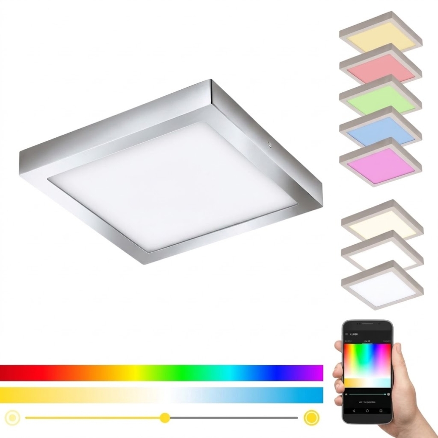 Eglo - LED RGBW dimbar taklampa FUEVA-C LED/21W/230V Bluetooth IP44 30x30 cm