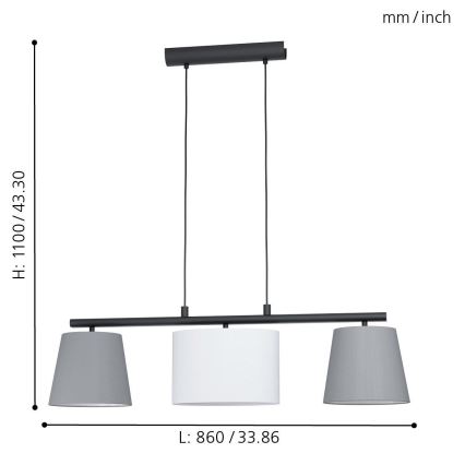 Eglo - LED-ljuskrona på vajer 3xE14/25W/230V