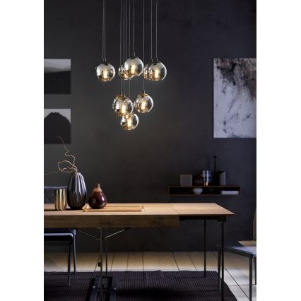 Eglo - Taklampa på vajer 10xE27/40W/230V svart/blank krom