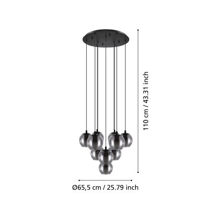 Eglo - Taklampa på vajer 10xE27/40W/230V svart/blank krom