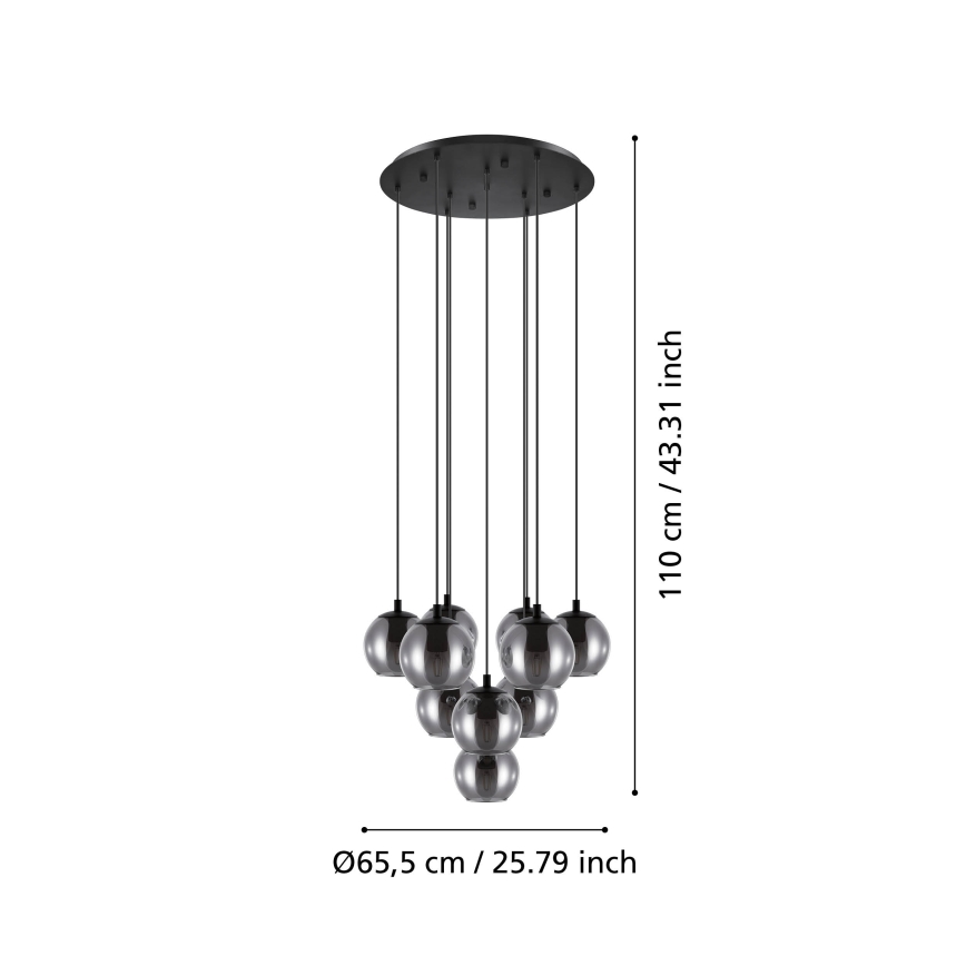 Eglo - Taklampa på vajer 10xE27/40W/230V svart/blank krom