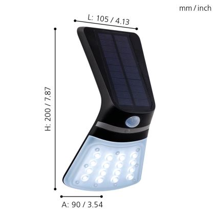 Eglo - LED Solarsk lampa med sensor LED/2W/3,7V 1200 mAh IP44