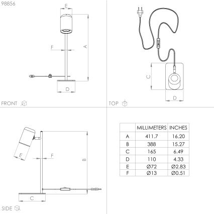 Eglo - LED Bordslampa  1xGU10/4,5W/230V vit 