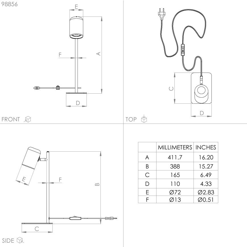 Eglo - LED Bordslampa  1xGU10/4,5W/230V vit 