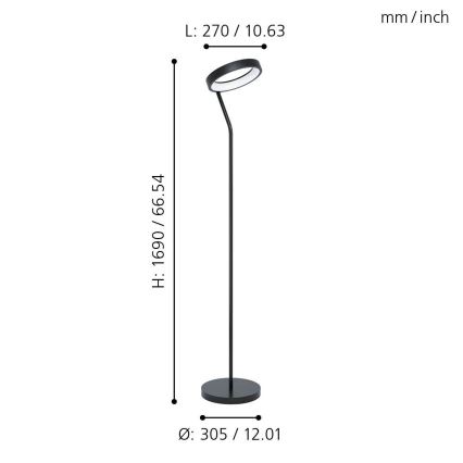 Eglo 99031 - LED RGB Dimbar Golvlampa MARGHERA-C LED/16W/230V
