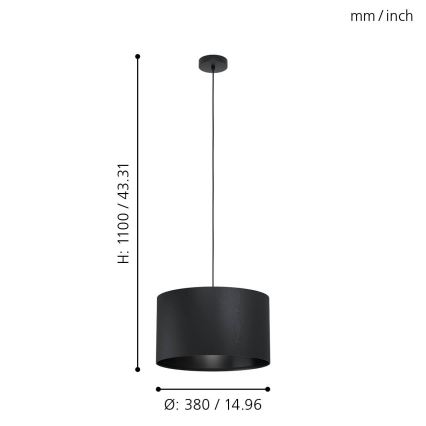 Eglo 99042 - Ljuskrona med snöre MASERLO 1xE27/40W/230V