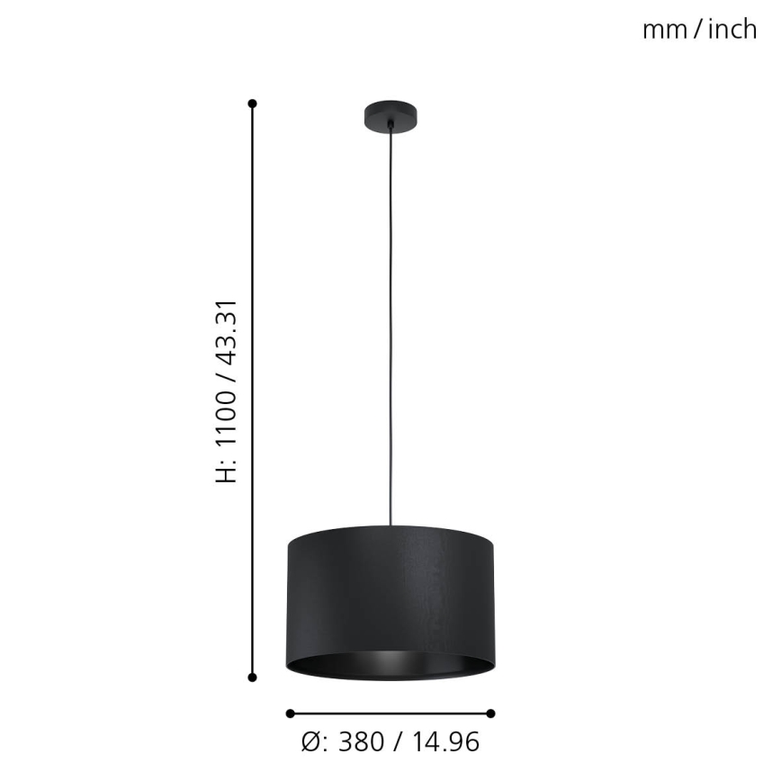 Eglo 99042 - Ljuskrona med snöre MASERLO 1xE27/40W/230V