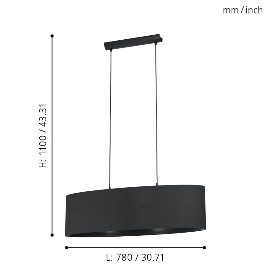 Eglo 99044 - Ljuskrona med snöre MASERLO 2xE27/40W/230V