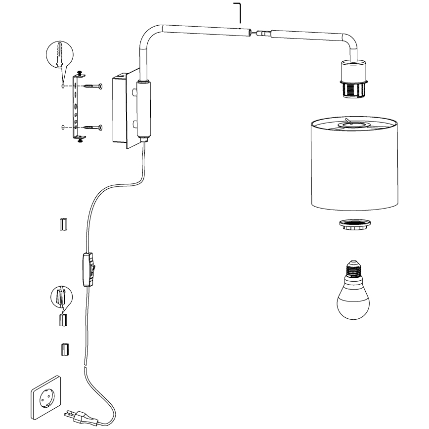 Eglo 99348 - Väggbelysning STAITI 1xE27/40W/230V