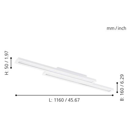 Eglo - LED RGB Dimbart takarmatur SALITERAS-C 2xLED/10W/230V